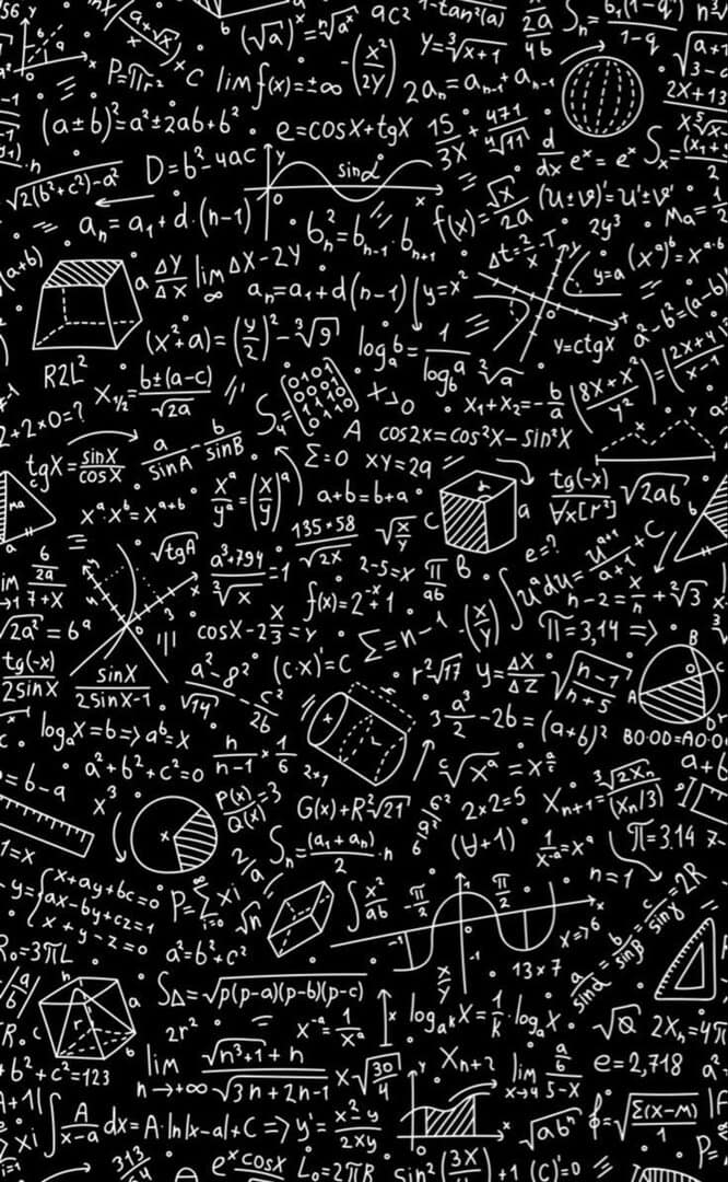 Formule matematiche e simboli su sfondo nero, rappresentano donne matematiche storiche.