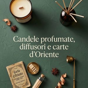Candele profumate, diffusori e carte d'Oriente per la casa.