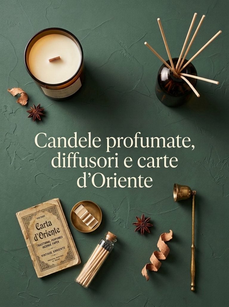 Candele profumate, diffusori e carte d'Oriente per la casa.